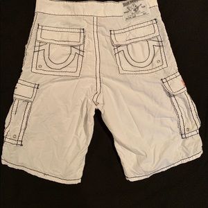 True Religion swimming trunks white w/ grey stitch